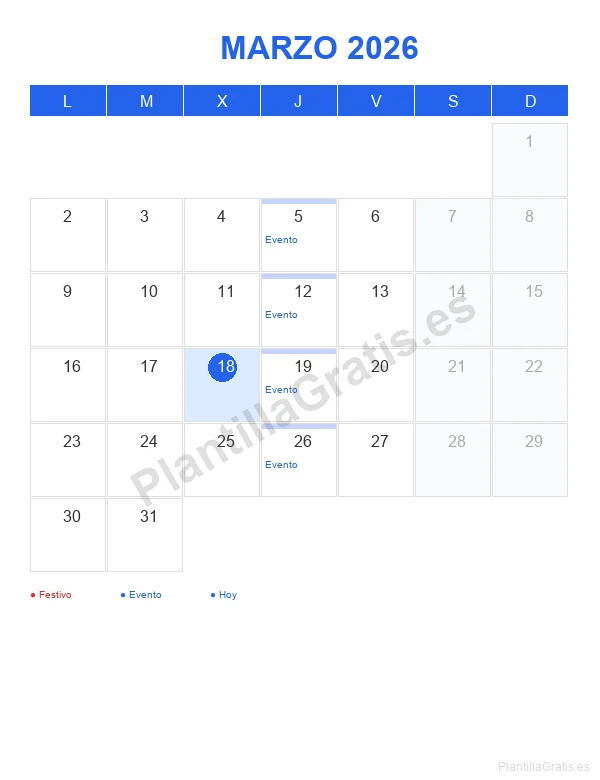 Vista previa Calendario Contenidos