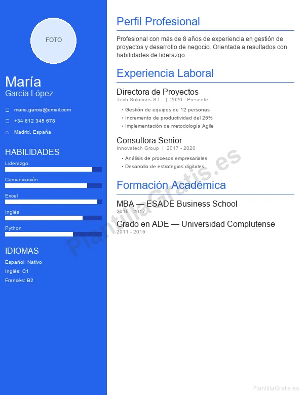 Vista previa Curriculum Vitae Plantilla Word