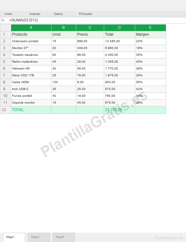 Vista previa - Plantilla Excel Base de Datos: Registro Organizado